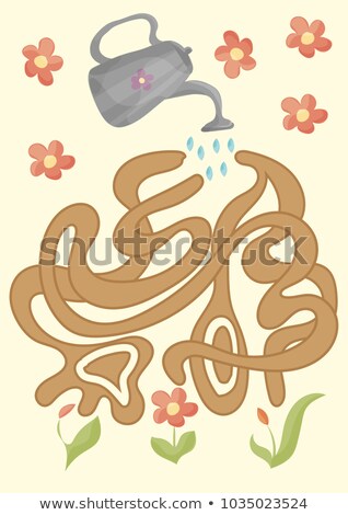 Foto stock: Easy Flower Maze Game For Younger Kids With Watering Can