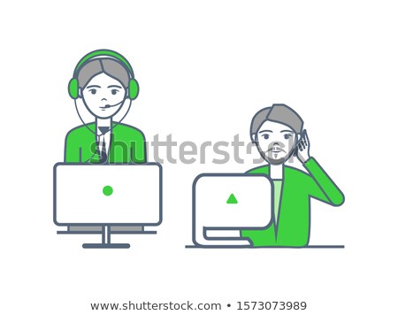 Stock photo: Support Non Stop Poster Male And Female Computers