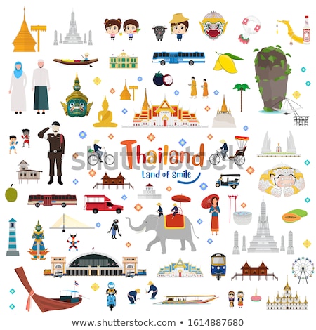 Stock fotó: Thailand Touristic Concept With National Symbols