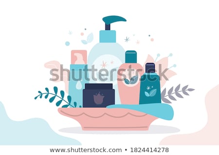Foto stock: Cartoon Bottles With Natural Organic Cosmetic Perfume Liquids