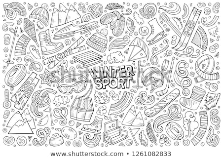 Сток-фото: Vector Hand Drawn Doodle Cartoon Set Of Winter Sports Objects And Symbols