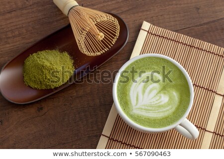 Stock photo: Matcha Latte And Tools For Prepare Green Tea Drink