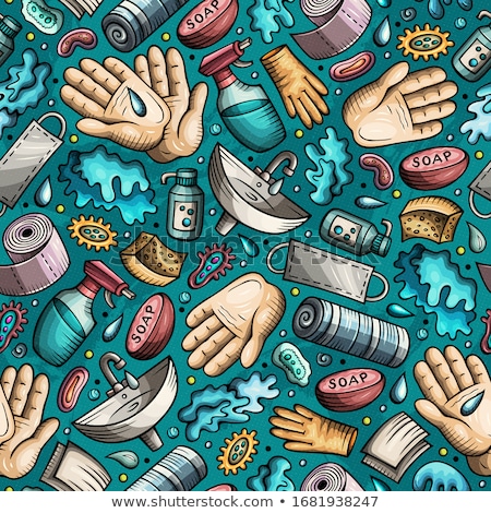 Hand Wash Hand Drawn Doodles Seamless Pattern Protective Measures Background Stock photo © balabolka