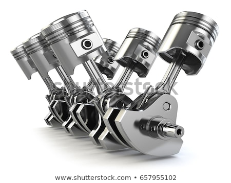Stok fotoğraf: Engine Pistons And Cog On White Background 3d Image