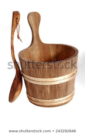 Stok fotoğraf: Wooden Bucket With Ladle For The Sauna