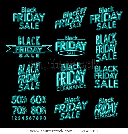 Foto stock: Black Friday Designs Neon Retro Style Elements Vintage Ornaments Sale Clearance Vector Set