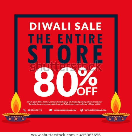 Stockfoto: Diwali Season Sale Banner Discount And Deals With Two Diya