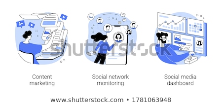 ストックフォト: Social Media Blue Linear Illustration