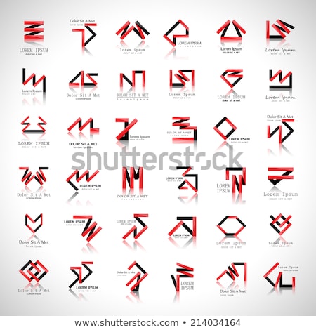 Stockfoto: Black And Red V Shaped Icon For Letter N Vector Illustration