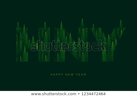 Foto stock: N Letter With Pine Tree Forest Illustration For Happy New Year