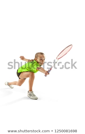 Stock fotó: Teenager With Badminton Rackets And Shuttlecock