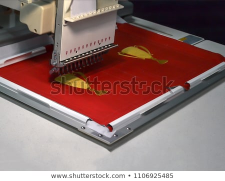 Stockfoto: Professional Sewing Machine Close Up Modern Textile Industry