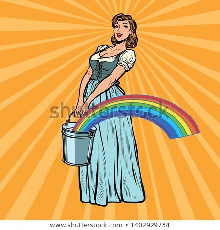A Village Woman With A Bucket Of Rainbows Stock fotó © studiostoks