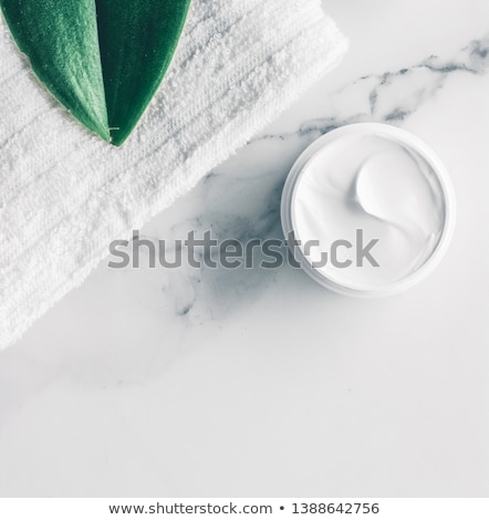 Stockfoto: Make Up And Cosmetics Products On Marble Flatlay Background