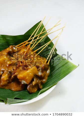 Stock fotó: Chicken And Lamb Satay Skewers With Ketupat Rice