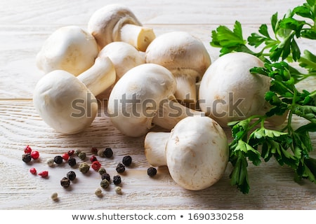 Сток-фото: White Champignon Mushroom With Parsley