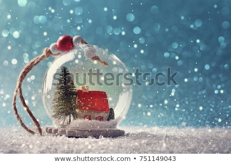 ストックフォト: Snow Globe Snowman And Christmas Tree Ornaments