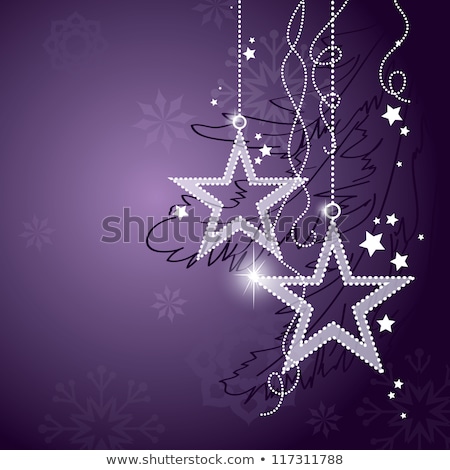 Сток-фото: Beautiful Christmas Decoration In Purple And Silver On White Snow