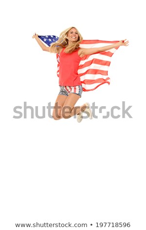 Foto d'archivio: Woman In American Flag Pants