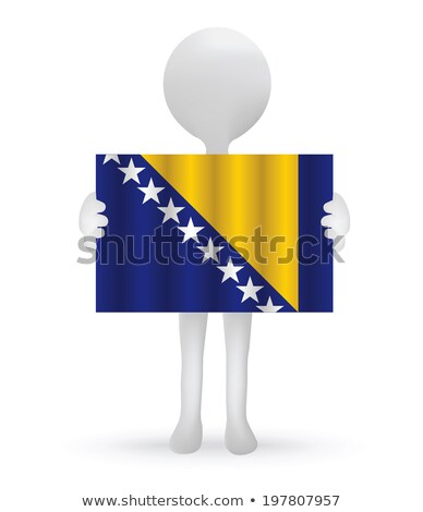 Foto stock: Small 3d Man Holding A Bosnia Herzegovinan Flag