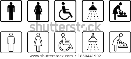 Stock fotó: Vector Restroom Icons Lady Man Child And Disability