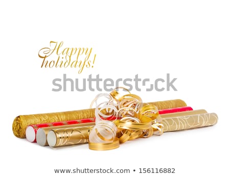 [[stock_photo]]: Rolls Of Wrapping Paper With Streamer For Gifts