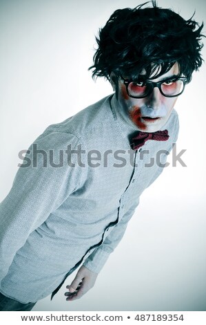 Сток-фото: Zombie Young Man With Black Plastic Rimmed Eyeglasses