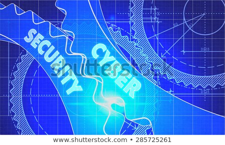 Stock photo: Network Security On Blueprint Of Cogs