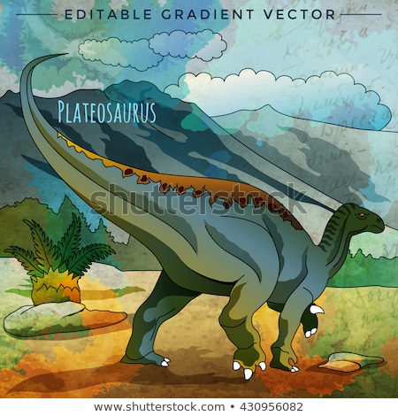 Stock fotó: Dinosaur In The Habitat Illustration Of Plateosaur