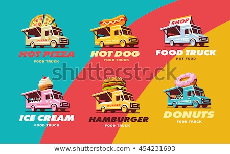 ストックフォト: Hot Dog Car Food Truck Fast Food Car Vector Illustration