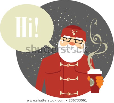 Close Up Hipster Santa Claus With A Cup Of Coffee Zdjęcia stock © Zubada