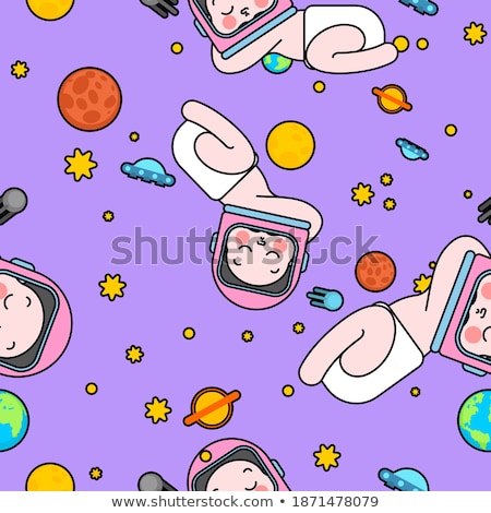 Astronaut And Earth Seamless Ornament Vector Background Space Foto stock © MaryValery