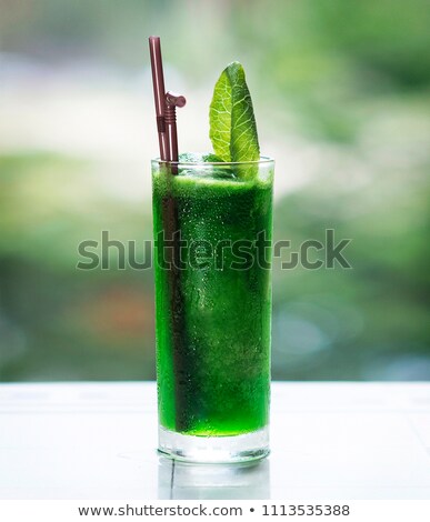 Stock fotó: Fresh Organic Green Leafy Vegetable Detox Juice In Tall Glass