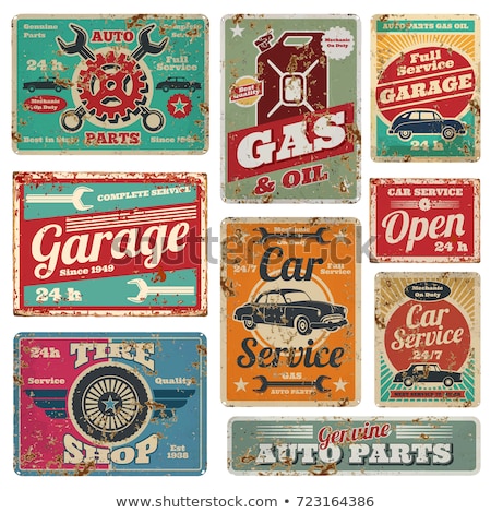 Сток-фото: Color Vintage Car Repair Banner