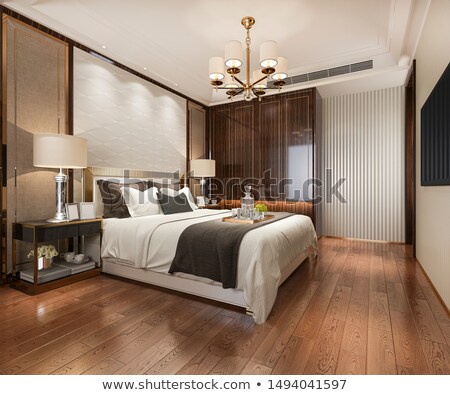 Foto stock: Comfortable Pillows On Bed Decoration In Hotel Bed Room Interior