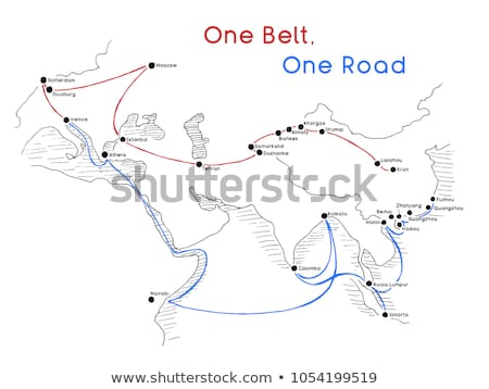 Foto stock: One Belt One Road New Silk Road Concept 21st Century Connectivity And Cooperation Between Eurasian