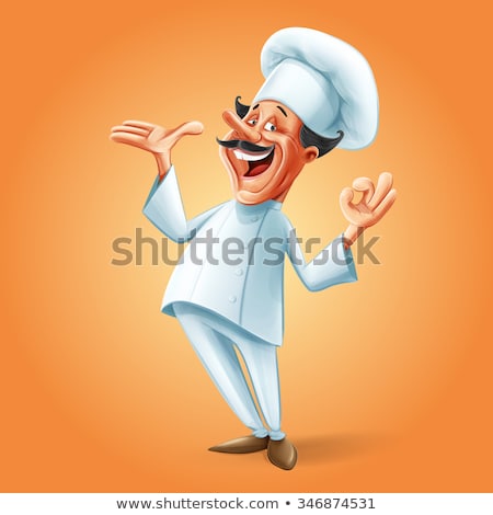 Stockfoto: Cartoon Chef Holding A Pizza