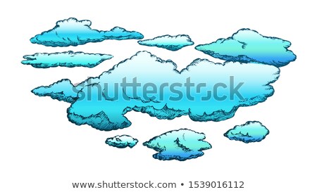 Foto d'archivio: Fluffy Flying Clouds And Overcast Retro Vector