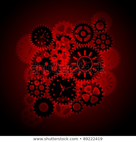 Stock photo: Time Clock Gears Clipart On Red Background