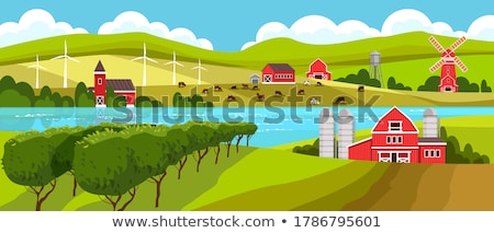 Foto stock: Vineyard With Wind Turbine Farm