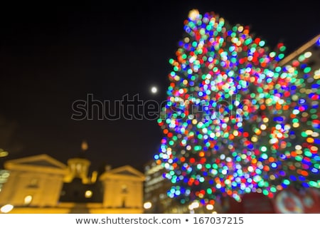 Stock foto: Christmas Tree With Moon At Pioneer Courthouse Square Bokeh Ligh