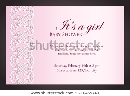 Stock foto: Baby Shower Invitation For Girl With Imitation Of Lace