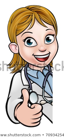Stockfoto: Scientist Cartoon Character Sign Thumbs Up