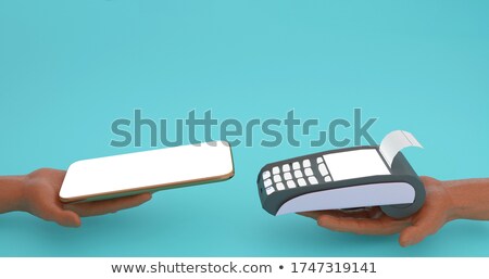 Stock photo: Pos Credit Card Machine With Smartphone 3d Rendering