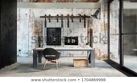 Zdjęcia stock: Chair At An Abandoned Factory 3d Rendering