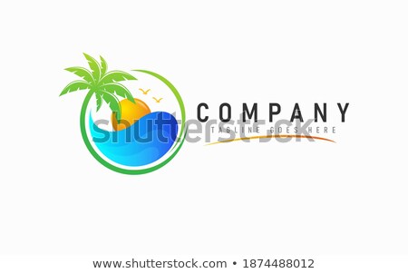 Foto stock: Circular Beach Palm Trees Tour Travel Island Illustration