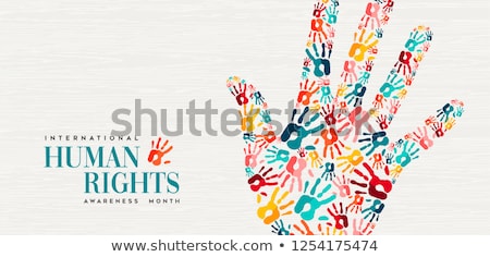 Stok fotoğraf: Human Rights Month Card Of Diverse People Hands