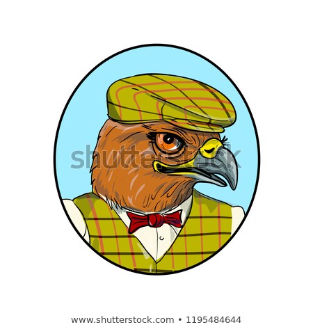 Foto stock: Outdoorsman Hawk Head Drawing