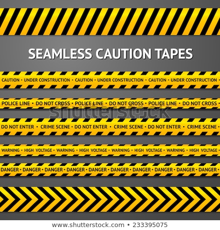 Foto stock: Set Of Seamless Yellow And Black Warning Tapes Vector Illustration