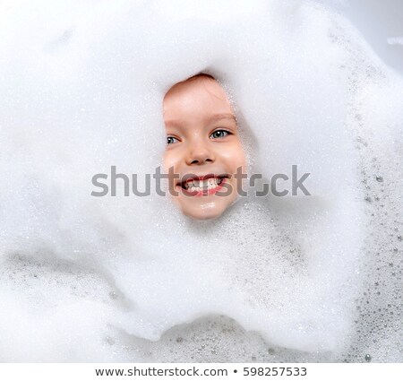 ストックフォト: Happy Little Boy Face Swimming In The Bathroom Portrait Of Baby Bathing In A Bath Full Of Foam